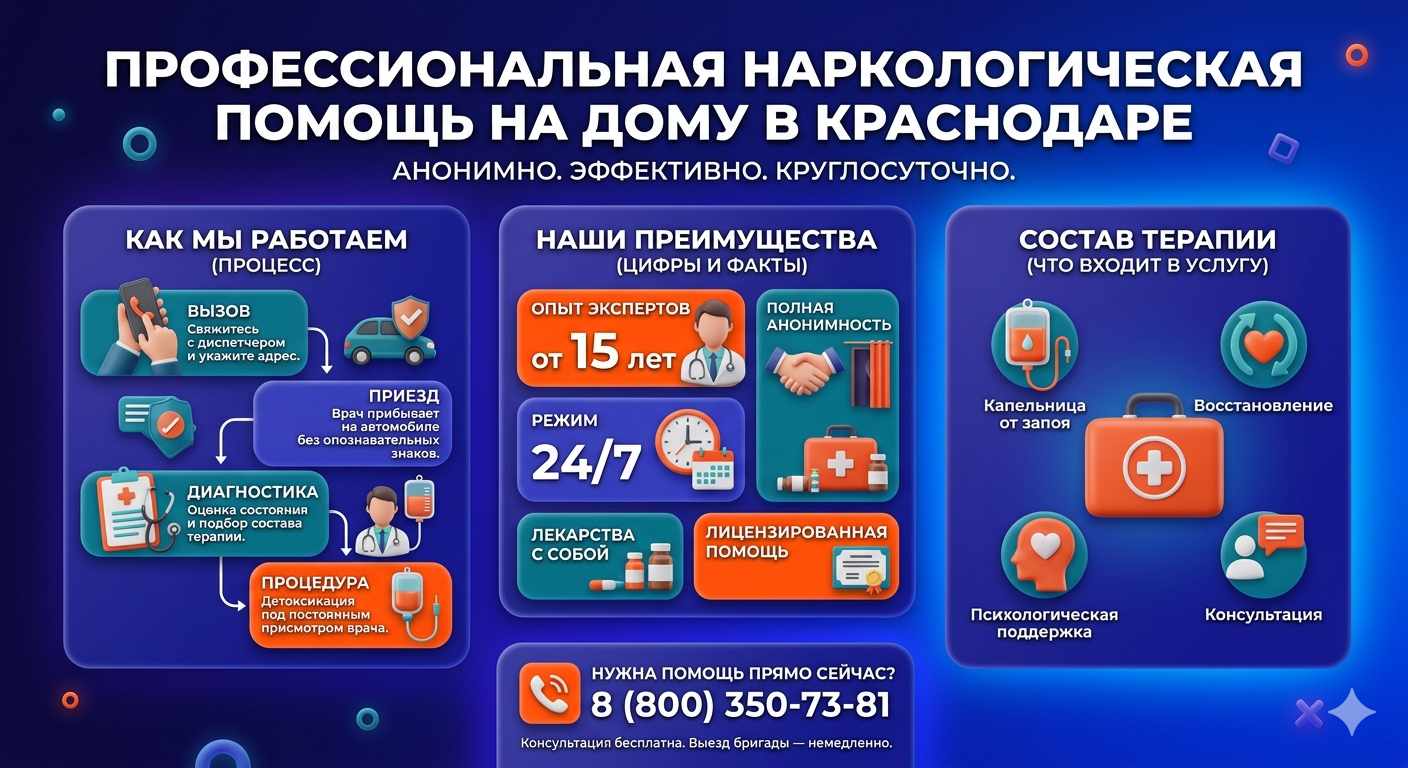 Инфографика о принципах лечения алкоголизма на дому в Ярцево: этапы вызова нарколога, преимущества анонимной детоксикации и состав медицинской помощи.